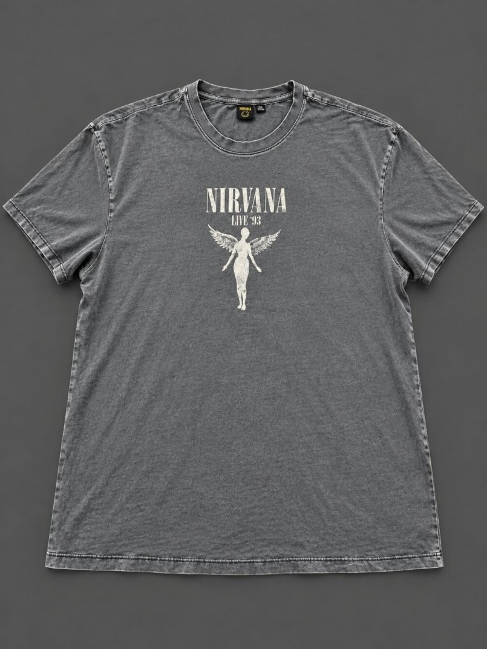 Nirvana In Utero Live ’93 Angel Graphic Tee 3XL Gray Mineral Wash